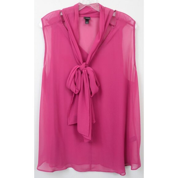 6TH & LN PLUS Size 20 Semi-sheer Tie-Neck Sleevless Tank Top Office Travel - Picture 3 of 5